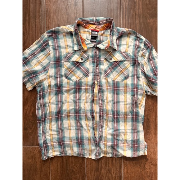 The North Face Other - The North Face Mens XXL Plaid Button Down Shirt‎ Short Sleeve Cotton Modal Teal